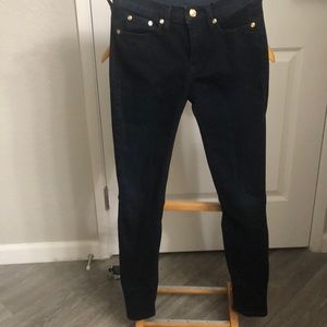 Semi new, dark blue skinny jeans. Fun style!
